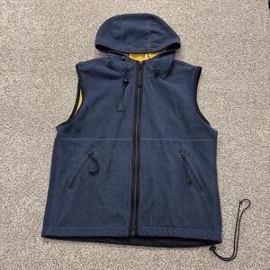 Y2K Gap Vest Mens Large Blue Fleece Hooded Full Zip Lined Hiking Outdoor Casual